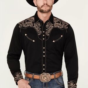 SCULLY MEN'S EMBROIDERED SCROLL LONG SLEEVE SNAP WESTERN SHIRT SIZE XL $105